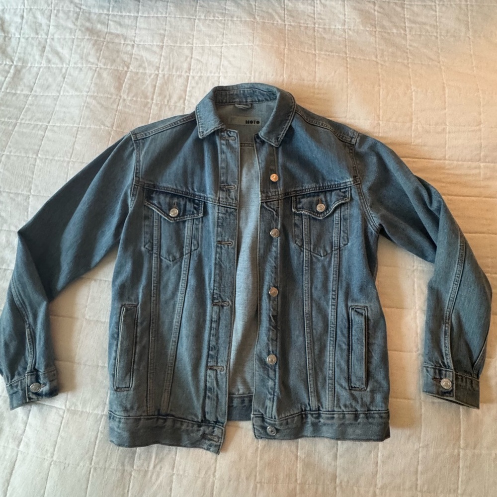 Topshop Oversized Moto Denim Jacket